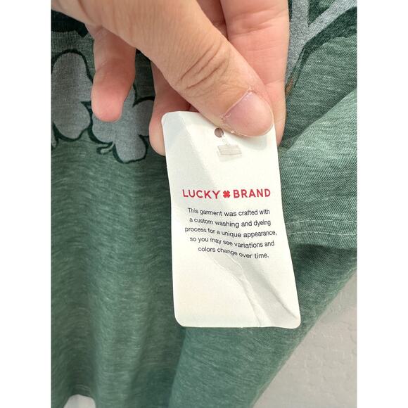 🆕 LUCKY BRAND | Green Logo Clover Shamrock Graphic Soft Short Sleeve Tee | XL - Picture 6 of 7